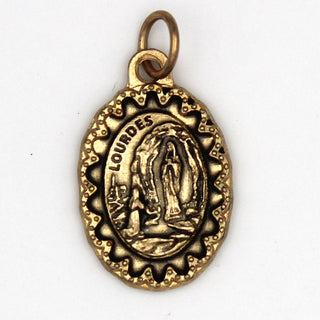 Bulk Lady of Lourdes - Antique Gold Tone Deluxe Medalss 1"