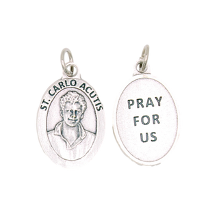 Bulk Silver Tone Oval Saint Carlo Acutis Medals