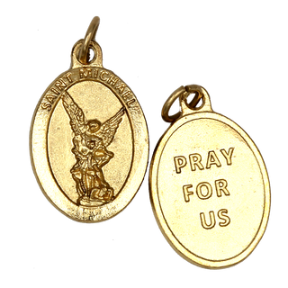 Bulk Saint Michael Premium Double Sided Medals - Gold Tone