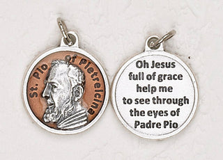 12-Pack - St Pio of Pietrelcina Brown Enameled 3/4 inch Pendant with prayer on back