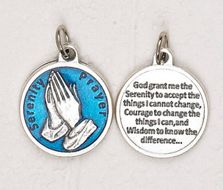 12-Pack - Serenity Prayer Blue Enameled 3/4 inch Pendant with prayer on back