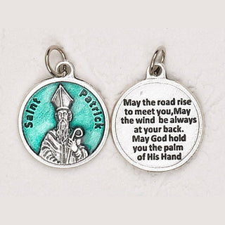 12-Pack - St Patrick Green Enameled 3/4 inch Pendant with prayer on back