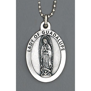 6-pack - Auto Medals - 1-1/2 inch with 8 inch ball chain - Lady of Guadalupe