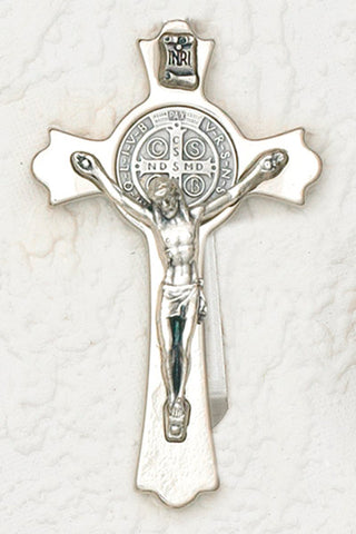 3-Pack - St Benedict Silver Clovered Visor Clip
