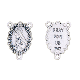 Bulk Oval Silver-Tone Mary Rosary Center