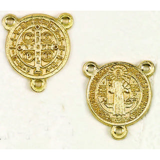 Bulk St. Benedict Gold Tone Large Round Rosary Center