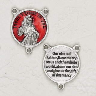 Bulk 3/4 inch Red Enameled Center- Divine Mercy