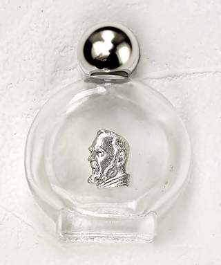 Bulk Saint Pio Small Silhouette Glass Holy Water Bottle