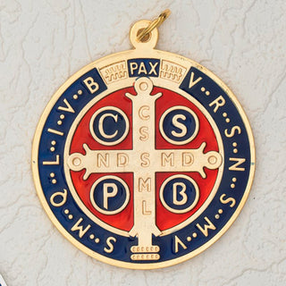 4 inch Gold with Enamel St Benedict Door Pendant