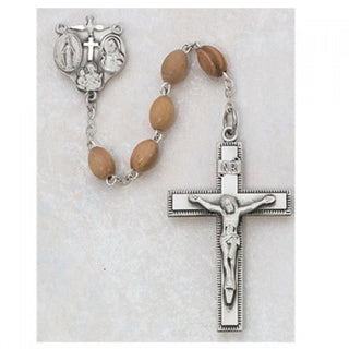 Sterling Silver 4X6MM Olive Wood Rosary