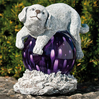 9.25-Inch Led Dog Purple Solar Light Statue