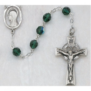 7MM Green Glass Rosary