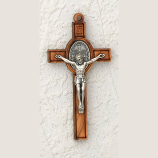 3 Inch St Benedict Wood Cross & Silver Corpus