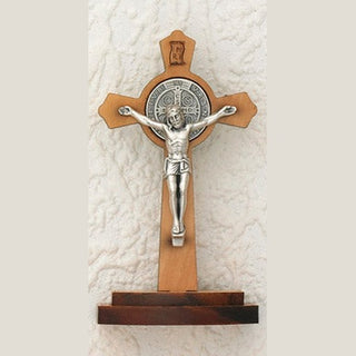 3 Inch St Benedict Olive Wood Cross on Base