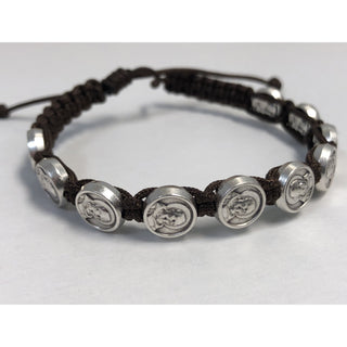 4-pack - Padre Pio- Brown- Slipknot Adjustable Bracelet