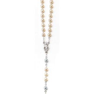 Miraculous Mary - Glass Faux Pearl Rosary