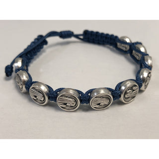 Bulk Child Size Cord Slip Knot Bracelet- Blue- Lady Of Lourdes