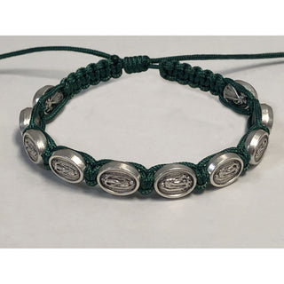 6-pack - Children's Size Green Slip Knot Bracelet - Lady Of Guadalupe