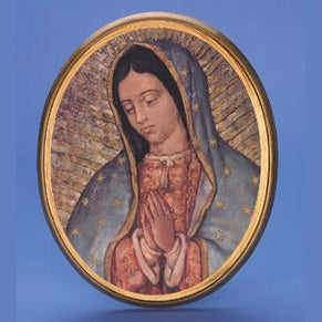 Oval Wooden Our Lady of Guadalupe Wall Plaque- 10" Boxed
