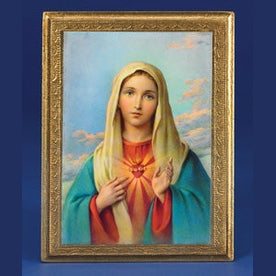 7 -1/2 Inch Gold Leaf Plaque- Immaculate Heart of Mary
