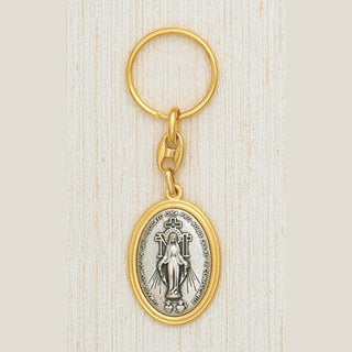 Gold and Silver Miraculous Medal Key Ring Boxed