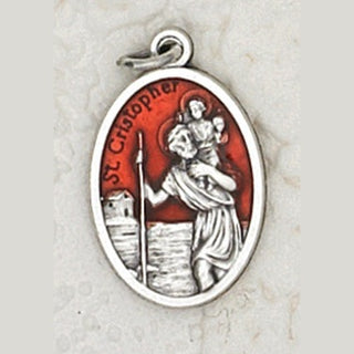 25-Pack - 3/4 inch Red Enamel St Christopher Pendant
