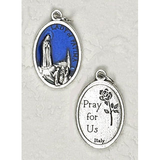 25-Pack - 3/4 inch Blue Enamel Our Lady of Fatima Pendant