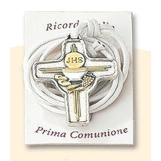 4-pack - 1 Inch First Holy Communion Two Tone Cross With Cord