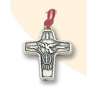 4-pack - 1 Inch Holy Spirit Silver Tone Cross With Cord