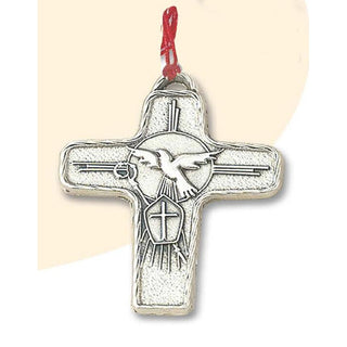 3-pack - 2-3/4 Inch Holy Spirit Silver Tone Cross With Cord