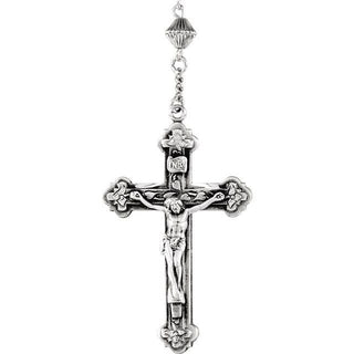 Sterling Silver Round Fluted Bead 21" Rosary    
