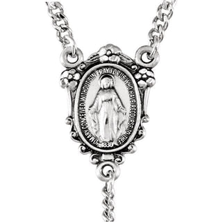 Sterling Silver Round Fluted Bead 21" Rosary    