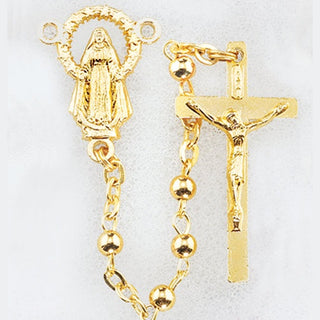 Gold Plated 4MM Round Bead Rosary