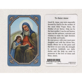 Bulk Daily Inspiration Plastic Prayer Card - Saint Anne