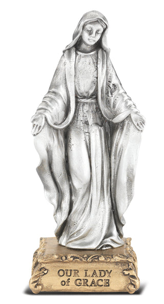 4" Pewter Statue Our Lady Of Grace Gift Boxed