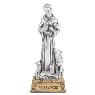 4" Pewter Statue Saint Francis Gift Boxed