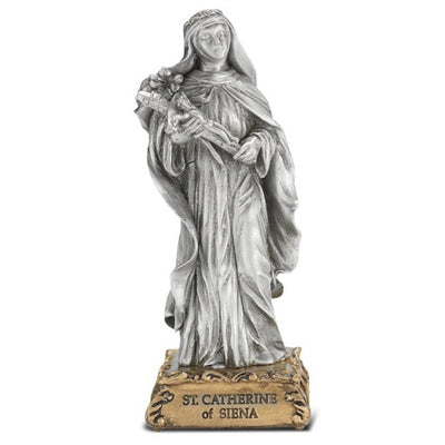 4" Pewter Statue St. Catherine of Siena Gift Boxed