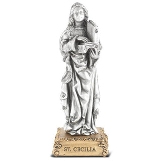 4" Pewter Statue Saint Cecilia Gift Boxed