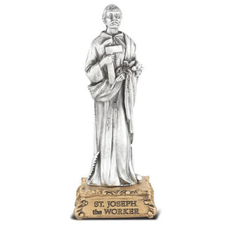 4" St Joseph The Worker Pewter Statue Gift Boxed