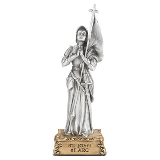 4" Pewter Statue St Joan Of Arc Gift Boxed