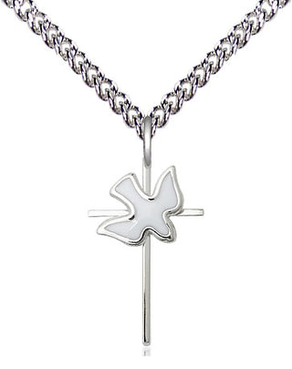 Sterling Silver Cross Holy Spirit Medal Religious Jewelry