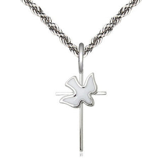 Sterling Silver Cross Holy Spirit Medal Religious Jewelry