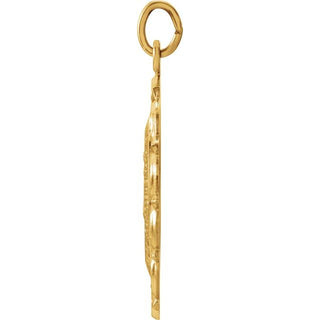 14K Yellow 25x18 mm Oval Filigree Miraculous Medal