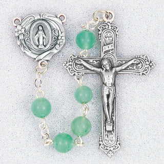 Light Aquamarine Bead Rosary Boxed In 320 Box