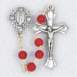 6MM Red Agate Bead Rosary Box In A Box