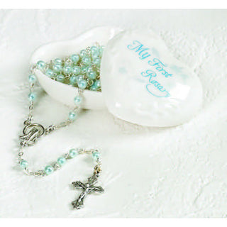"My First Rosary" Porcelain Box with Blue Rosary