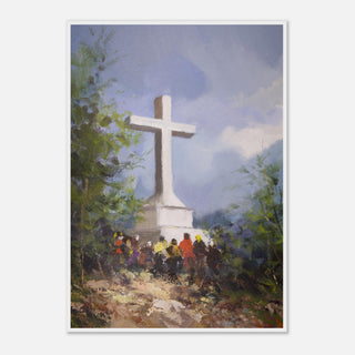 Pilgrims at the White Cross Framed Print - view 10