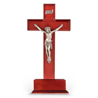 10" Dark Cherry Cross with Genuine Pewter Corp