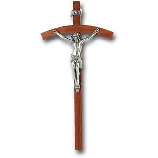 10" Walnut Cross With Pewter Corpus