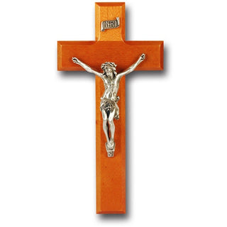 9" Cherry Cross with Fine Pewter Corpus